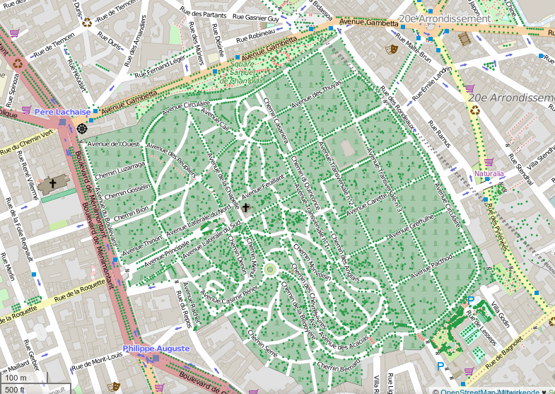 Père Lachaise cemetry in Paris - mapping party on 25th of January