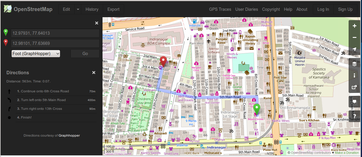 Screenshot of OpenStreetMap Dark Theme from Greasemonkey