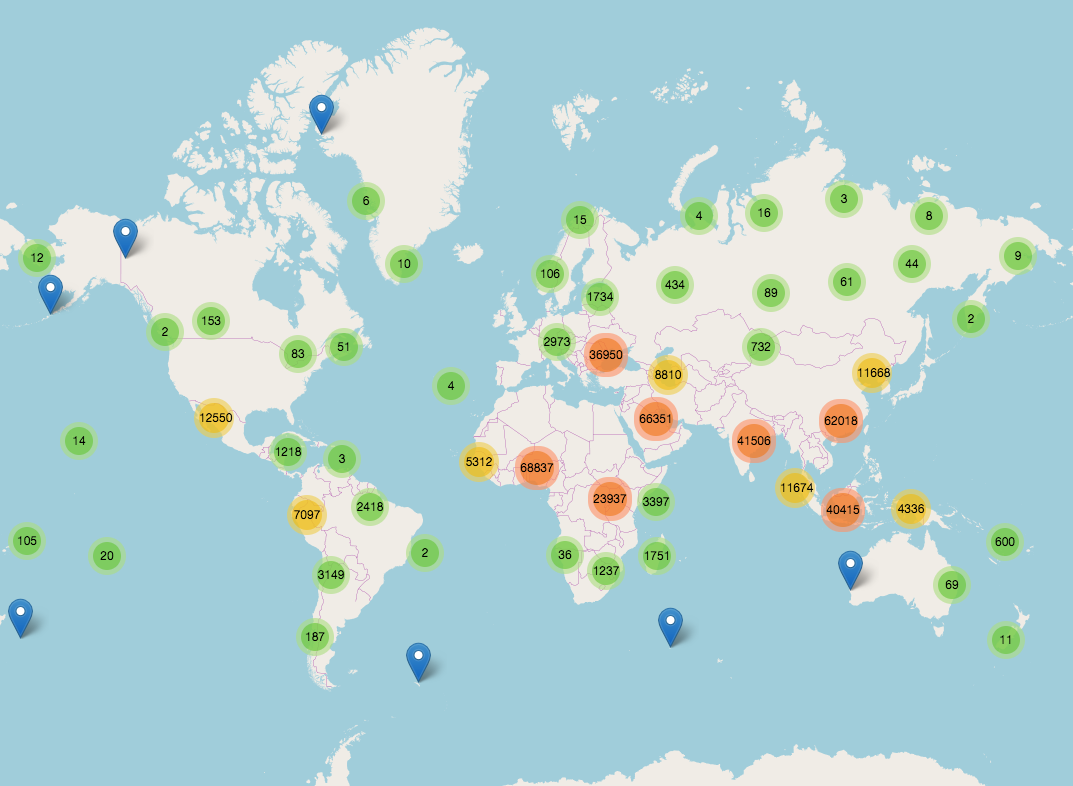 A map of unmapped places on OSM